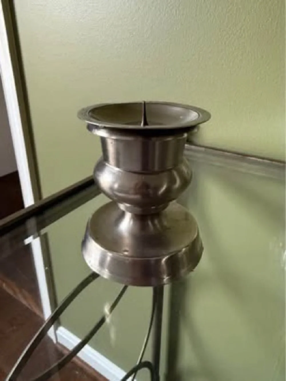 Metal Pillar Candle Holder in Silver
